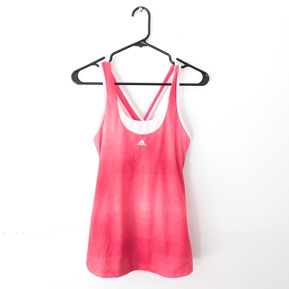 Adidas Women's Pink Performance Tank Top With Crossed Back ~ Size Medium - Picture 1 of 9